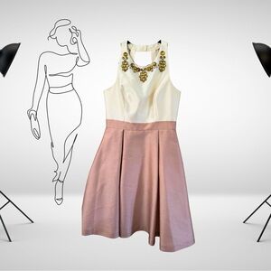 Eliza J Halter Cocktail Dress in Cream and Pink